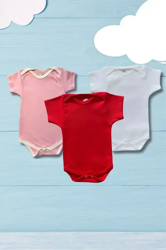 Short Sleeve 3-Pack Organic Cotton Snap Baby Bodysuit - 5