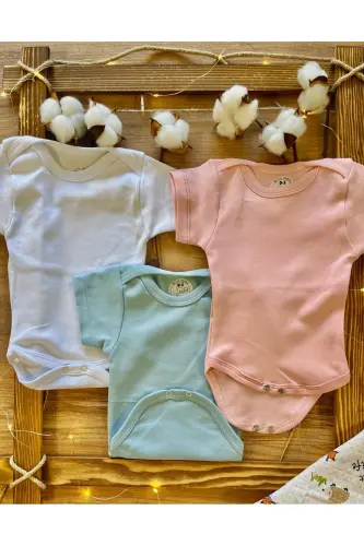 Short Sleeve 3-Piece Organic Cotton Snap Baby Bodysuit & Onesie - 2