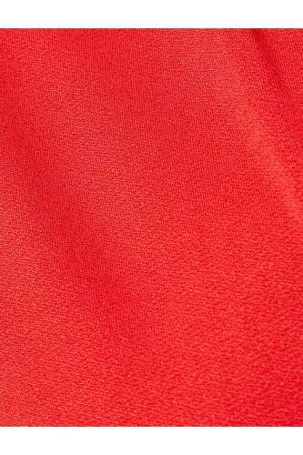 Short Sleeve Blouse Stand-up V Neck Standard Fit-Red - 6