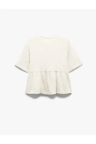 Short Sleeve Bow Detailed Textured Tie Front B - 4