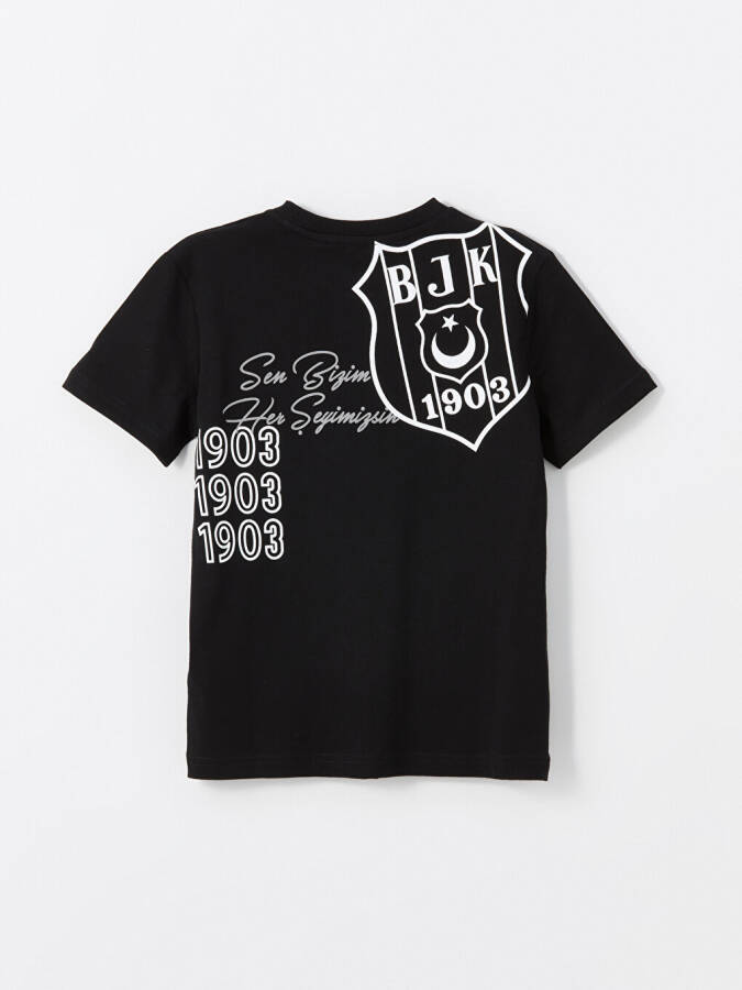 Short Sleeve Boys' T-Shirt with Beşiktaş Print and Crew Neck - 6