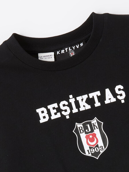 Short Sleeve Boys' T-Shirt with Beşiktaş Print and Crew Neck - 2