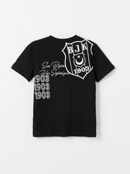 Short Sleeve Boys' T-Shirt with Beşiktaş Print and Crew Neck - 3