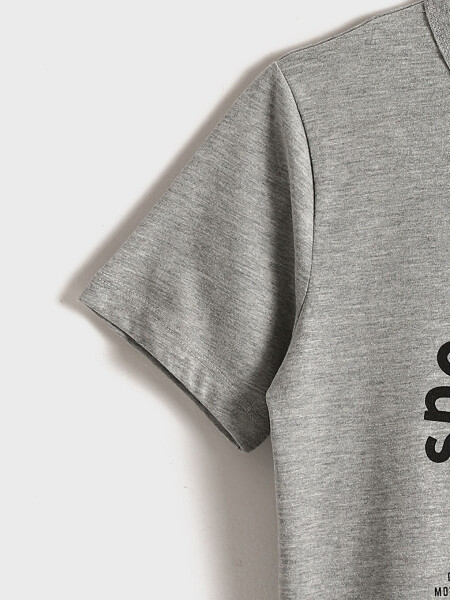 Short Sleeve Boy's T-shirt with Bike Print and Crew Neck - 3
