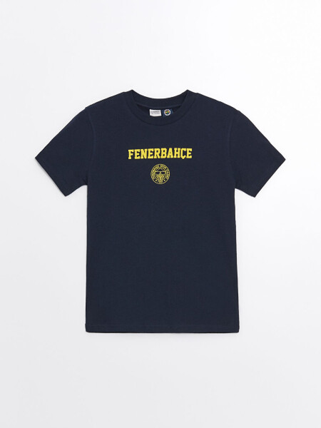 Short Sleeve Boys T-Shirt with Fenerbahce Print and Bicycle Collar - 1