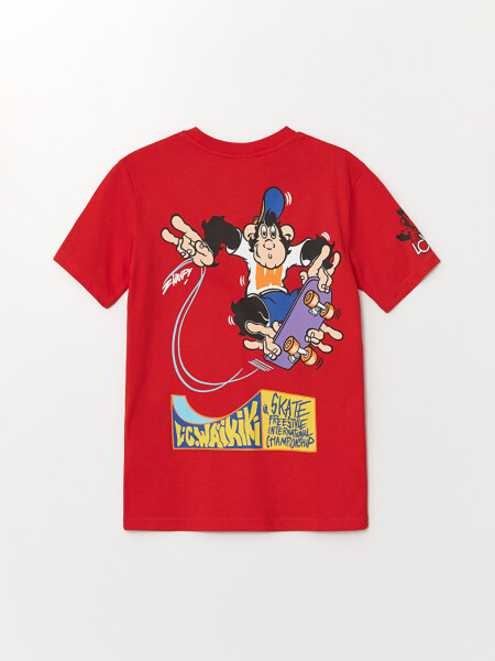 Short Sleeve Boy's T-Shirt with Nostalgic Monkey Print and Crew Neck - 4