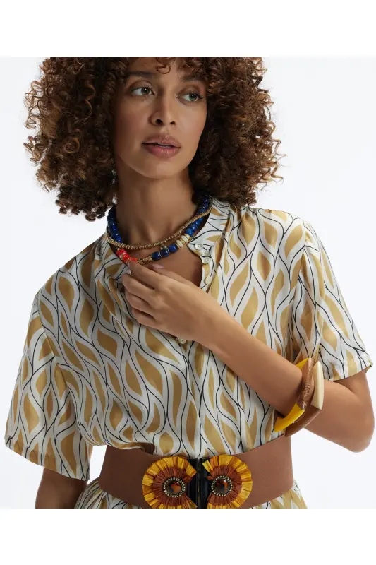 Short Sleeve Buttoned Midi Dress - 5