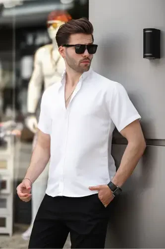 Short Sleeve Classic Shirt-WHITE - 4