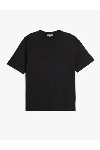 Short Sleeve Cotton Crew Neck Basic Oversize Tee - 1