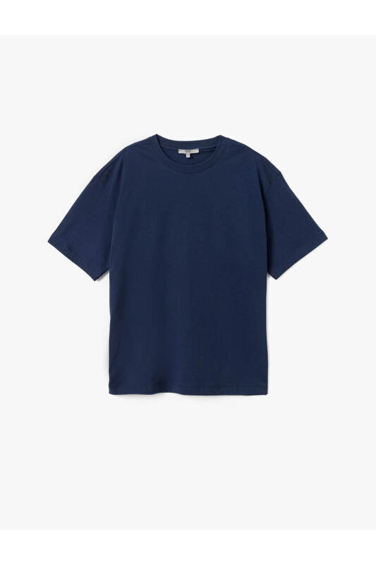 Short Sleeve Cotton Crew Neck Basic Oversize Tee - 1