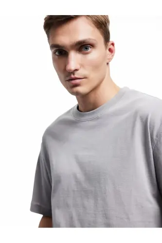 Short Sleeve Cotton Crew Neck Basic Oversize Tee - KOTON (1)
