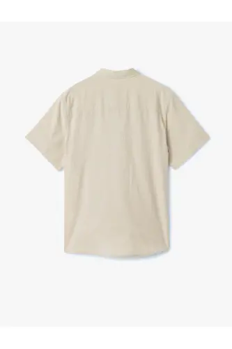 Short Sleeve Cotton Pocket Detail Slim Fit Shirt-Gray - 4