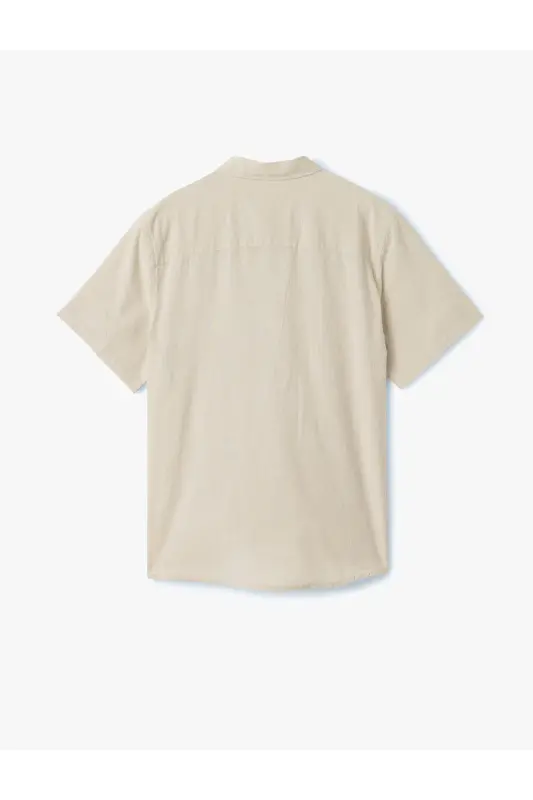 Short Sleeve Cotton Pocket Detail Slim Fit Shirt-Gray - 4