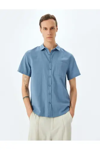 Short Sleeve Cotton Pocket Detail Slim Fit Shirt-Light 