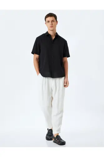 Short Sleeve Cotton Regular Fit Black Men's Shirt - KOTON (1)