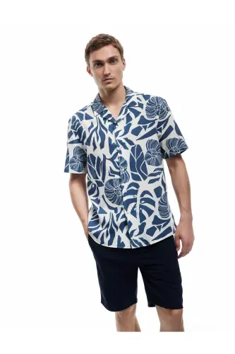 Short Sleeve Cotton Regular Fit Camp Collar Patterned - 1