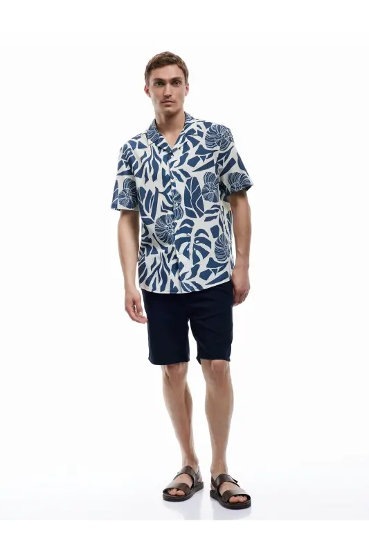 Short Sleeve Cotton Regular Fit Camp Collar Patterned - 2