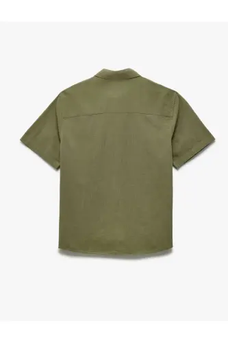 Short Sleeve Cotton Regular Fit Classic Shirt-Khaki - 4