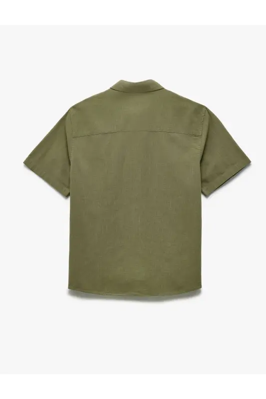 Short Sleeve Cotton Regular Fit Classic Shirt-Khaki - 4
