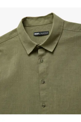 Short Sleeve Cotton Regular Fit Classic Shirt-Khaki - 5