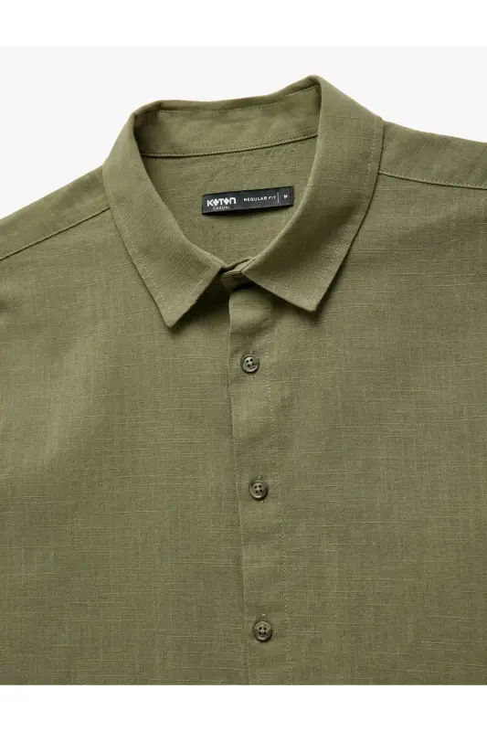 Short Sleeve Cotton Regular Fit Classic Shirt-Khaki - 5