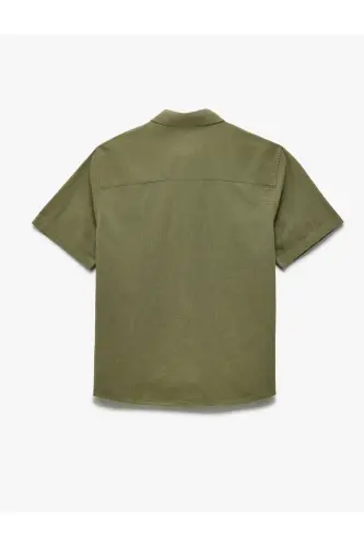 Short Sleeve Cotton Regular Fit Classic Shirt-Khaki - 4