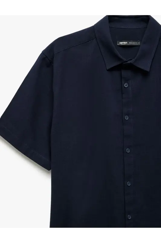 Short Sleeve Cotton Regular Fit Classic Shirt-Navy - 5