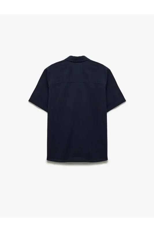 Short Sleeve Cotton Regular Fit Classic Shirt-Navy - 4