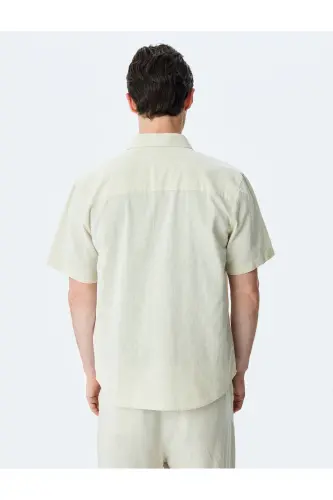 Short Sleeve Cotton Regular Fit Ecru Men's Shirt 5 - 4