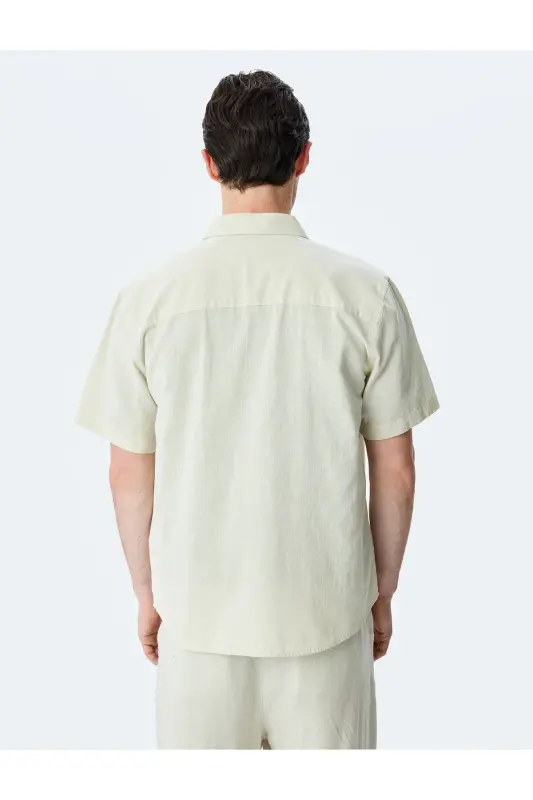 Short Sleeve Cotton Regular Fit Ecru Men's Shirt 5 - 4