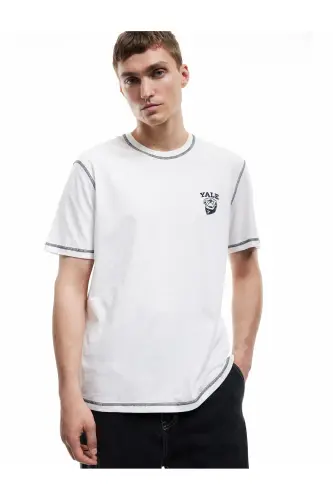Short Sleeve Cotton Regular Fit Stitch Detail Bisic - 1