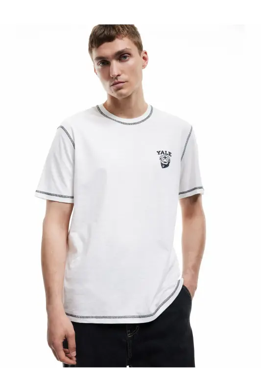 Short Sleeve Cotton Regular Fit Stitch Detail Bisic - 1