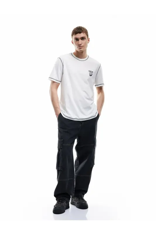 Short Sleeve Cotton Regular Fit Stitch Detail Bisic - 2