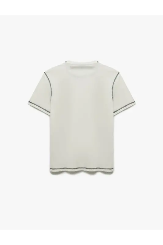 Short Sleeve Cotton Regular Fit Stitch Detail Bisic - 4