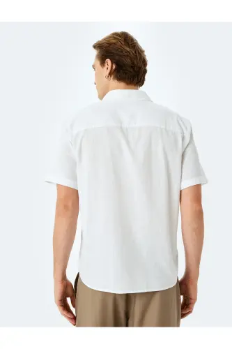 Short Sleeve Cotton Regular Fit White Men's Shirt - 4