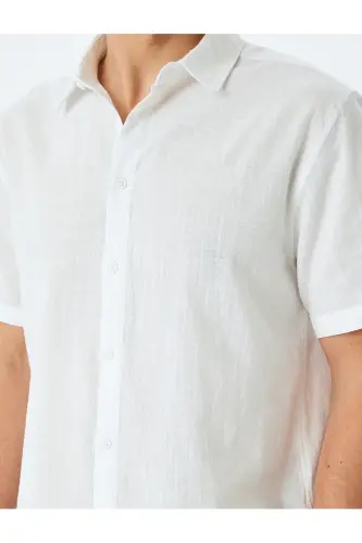 Short Sleeve Cotton Regular Fit White Men's Shirt - 5