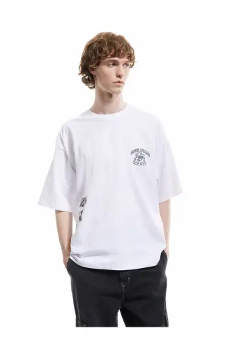 Short Sleeve Crew Neck Cotton Back Print Tee - KOTON (1)