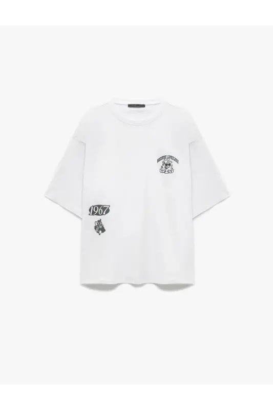 Short Sleeve Crew Neck Cotton Back Print Tee - 3