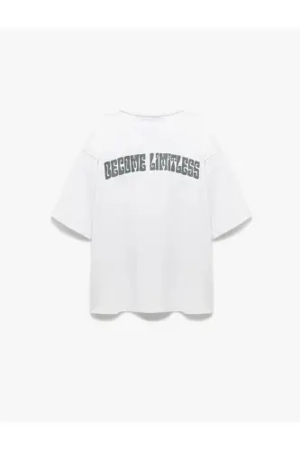 Short Sleeve Crew Neck Cotton Back Print Tee - 4