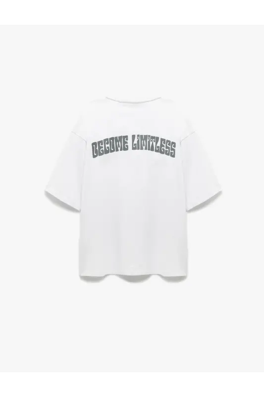 Short Sleeve Crew Neck Cotton Back Print Tee - 4