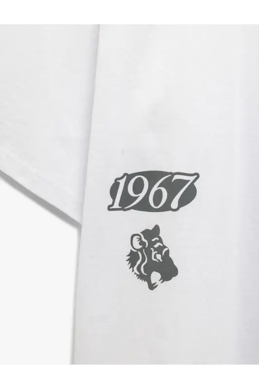 Short Sleeve Crew Neck Cotton Back Print Tee - 5