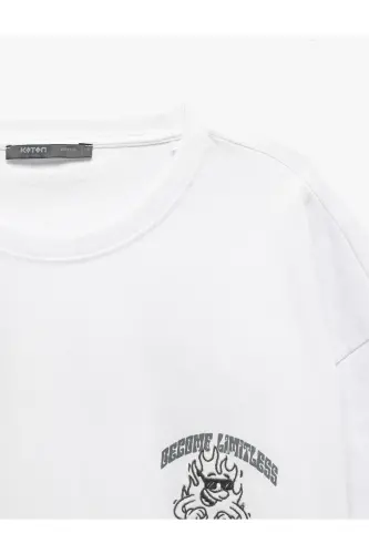 Short Sleeve Crew Neck Cotton Back Print Tee - 6