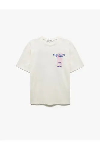 Short Sleeve Crew Neck Cotton Back Print Tee - 4