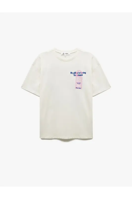 Short Sleeve Crew Neck Cotton Back Print Tee - 4