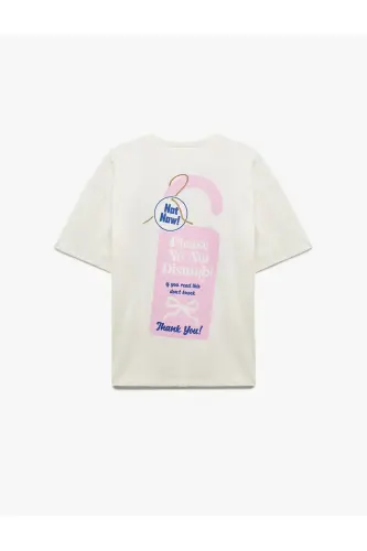 Short Sleeve Crew Neck Cotton Back Print Tee - 5