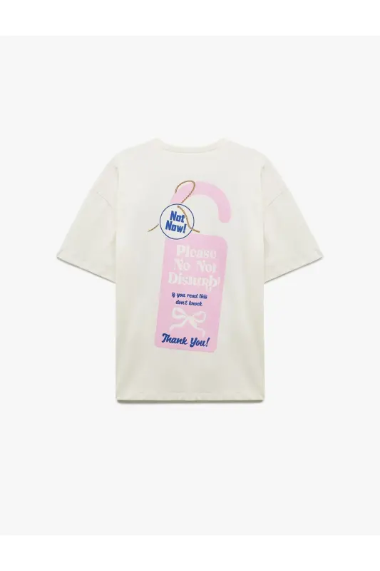 Short Sleeve Crew Neck Cotton Back Print Tee - 5