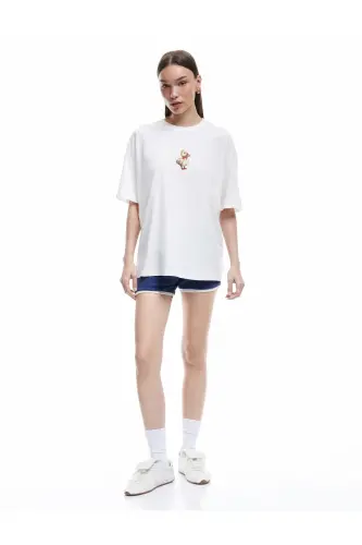 Short Sleeve Crew Neck Cotton Embroidered T-Shirt - Koton (1)