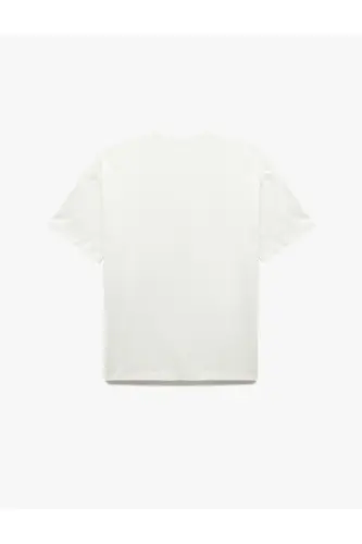 Short Sleeve Crew Neck Cotton Embroidered T-Shirt - 4