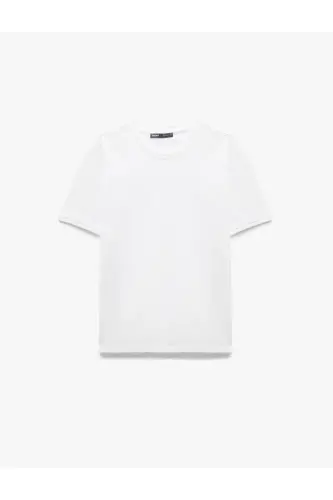 Short Sleeve Crew Neck Cotton Slim Fit Men's Basic T-Shirt - White - 3