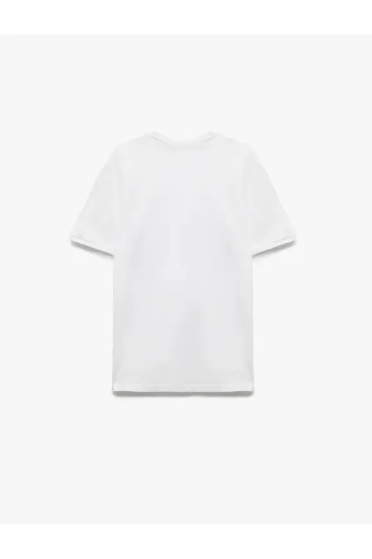 Short Sleeve Crew Neck Cotton Slim Fit Men's Basic T-Shirt - White - 4
